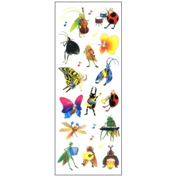 画像1: ラメ入りシール　虫のオーケストラ　◇ゆうパケット発送可 (1)