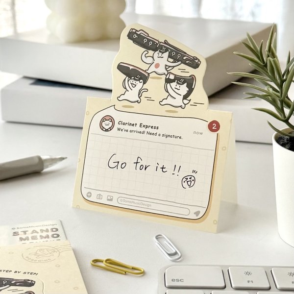 画像1: SomeMusicDesign　スタンドメモ　ニャマト楽器便　クラリネット　◇ゆうパケット発送可 (1)