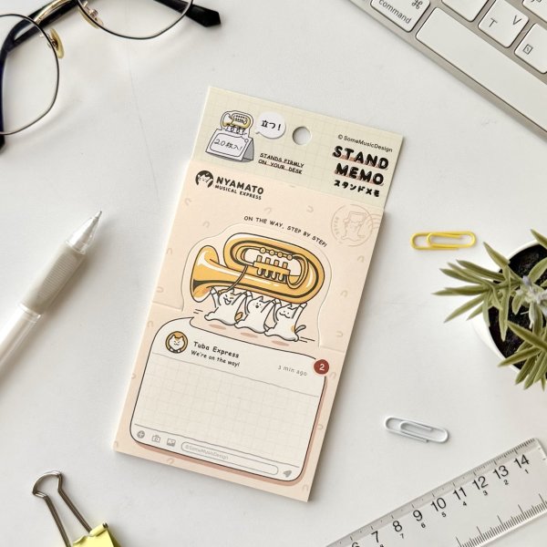 画像2: SomeMusicDesign　スタンドメモ　ニャマト楽器便　チューバ　◇ゆうパケット発送可 (2)