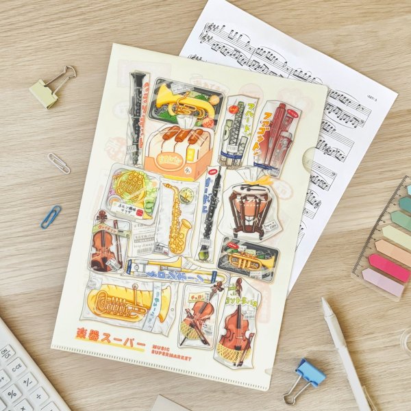 画像1: SomeMusicDesign　クリアファイル　楽器スーパー　◇ゆうパケット発送可 (1)
