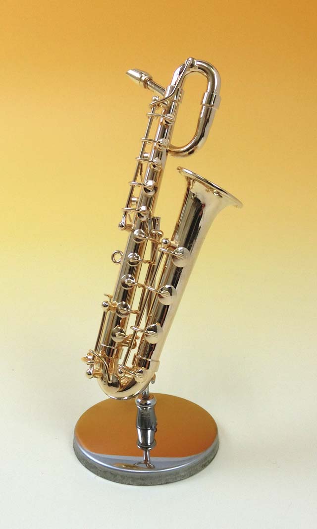 ミニチュア楽器（フィギュア）バリトンサックス カラーゴールド 金属製 6（15.5cm） サンライズサウンドハウス（飾り物で音は出ません）